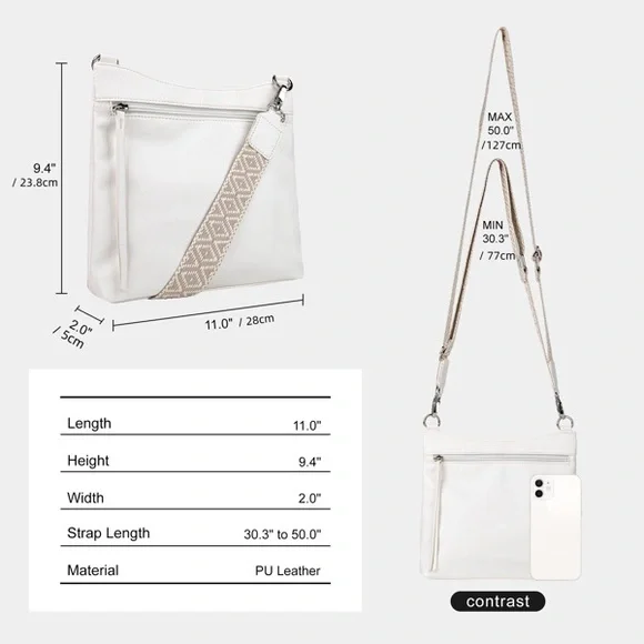 Woman’s Elegant White Crossbody Bag - Picture 3 of 6